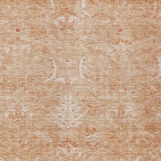 Salmon And Terra Cotta Damask Washable Indoor Outdoor Area Rug Photo 5