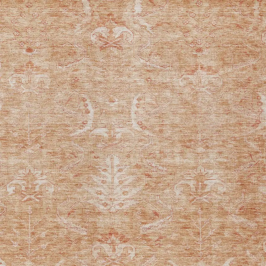 Salmon And Terra Cotta Damask Washable Indoor Outdoor Area Rug Photo 5