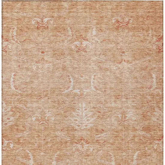 Salmon And Terra Cotta Damask Washable Indoor Outdoor Area Rug Photo 6