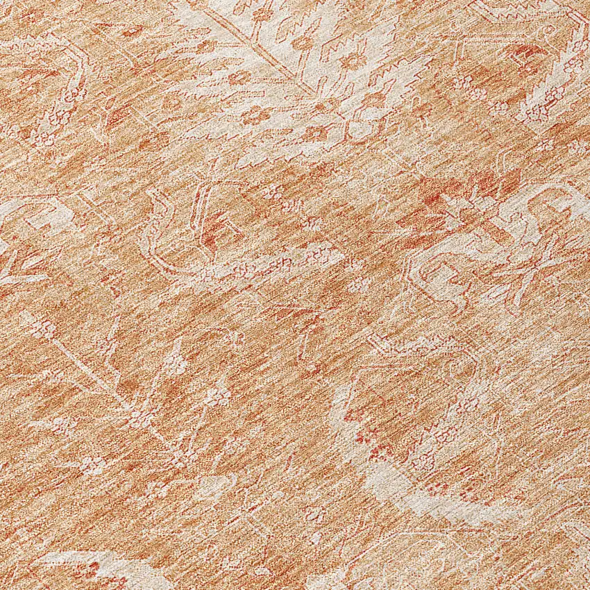 Salmon And Terra Cotta Damask Washable Indoor Outdoor Area Rug Photo 8