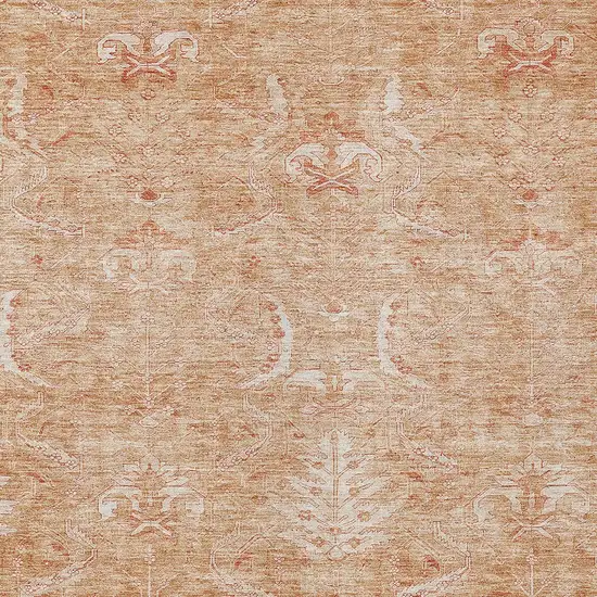 Salmon And Terra Cotta Damask Washable Indoor Outdoor Area Rug Photo 5