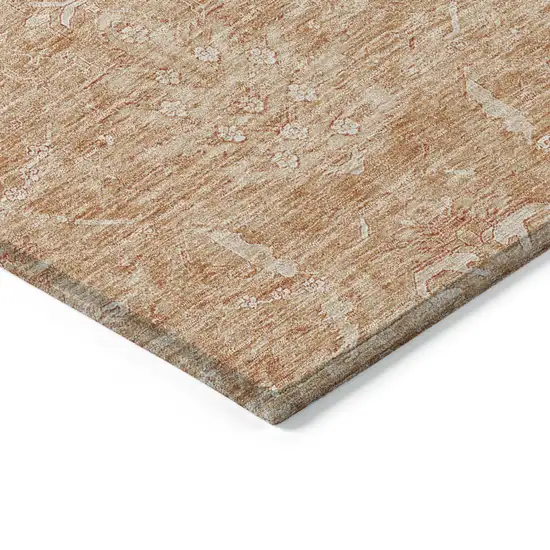 Salmon And Terra Cotta Damask Washable Indoor Outdoor Area Rug Photo 4