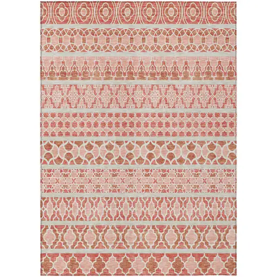 Salmon Beige And Copper Quatrefoil Washable Indoor Outdoor Area Rug Photo 2