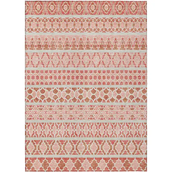 Salmon Beige And Copper Quatrefoil Washable Indoor Outdoor Area Rug Photo 1