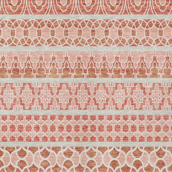 Salmon Beige And Copper Quatrefoil Washable Indoor Outdoor Area Rug Photo 4