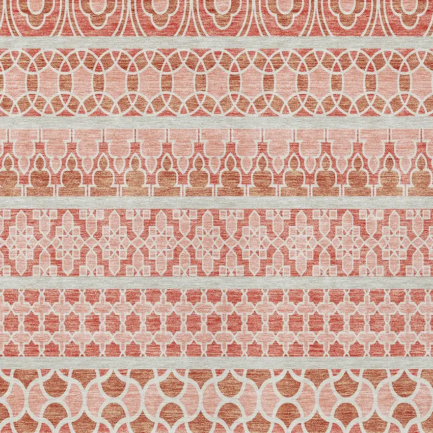 Salmon Beige And Copper Quatrefoil Washable Indoor Outdoor Area Rug Photo 4