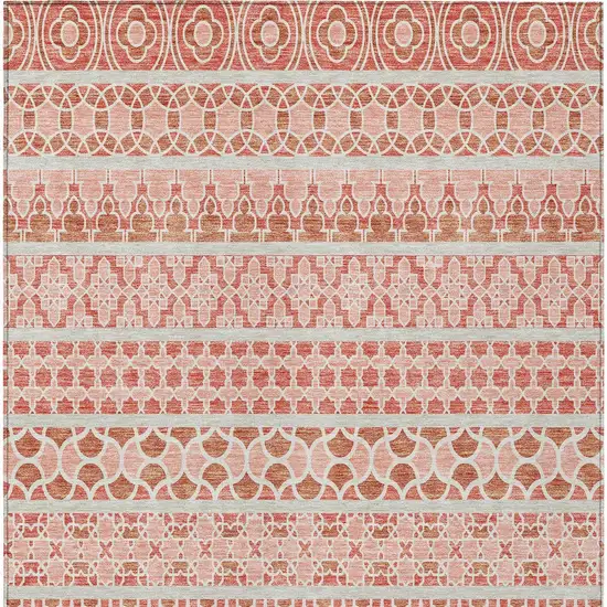 Salmon Beige And Copper Quatrefoil Washable Indoor Outdoor Area Rug Photo 5