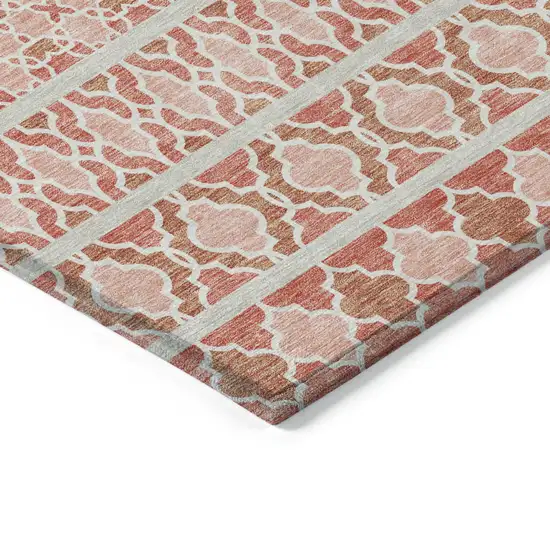Salmon Beige And Copper Quatrefoil Washable Indoor Outdoor Area Rug Photo 2