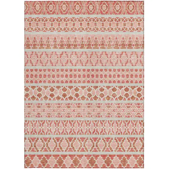 Salmon Beige And Copper Quatrefoil Washable Indoor Outdoor Area Rug Photo 6