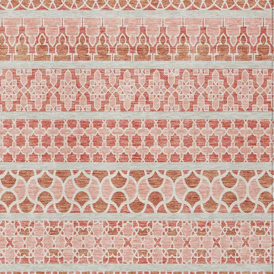 Salmon Beige And Copper Quatrefoil Washable Indoor Outdoor Area Rug Photo 4