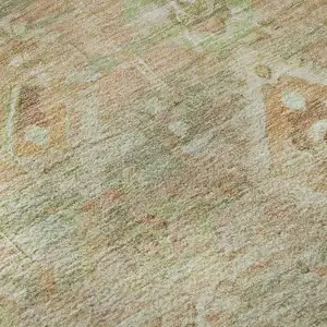 Photo of Salmon Beige And Coral Floral Washable Area Rug With UV Protection