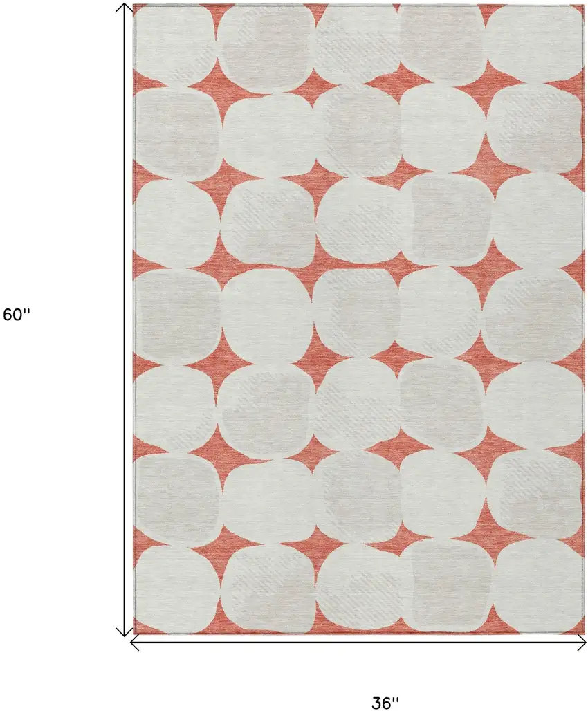 Salmon Beige And Ivory Abstract Washable Indoor Outdoor Area Rug Photo 3