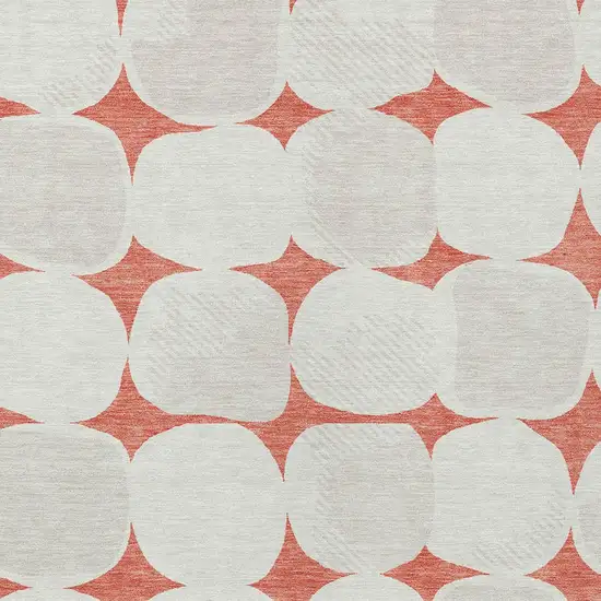 Salmon Beige And Ivory Abstract Washable Indoor Outdoor Area Rug Photo 6
