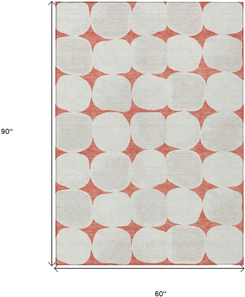 Salmon Beige And Ivory Abstract Washable Indoor Outdoor Area Rug Photo 3