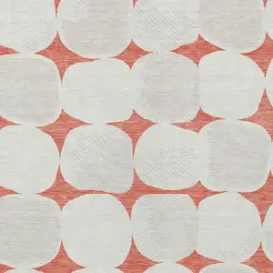 Photo of Salmon Beige And Ivory Abstract Washable Indoor Outdoor Area Rug