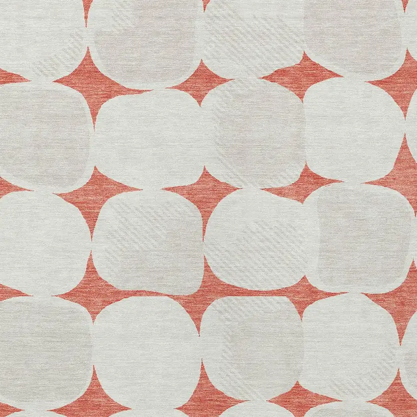 Salmon Beige And Ivory Abstract Washable Indoor Outdoor Area Rug Photo 6