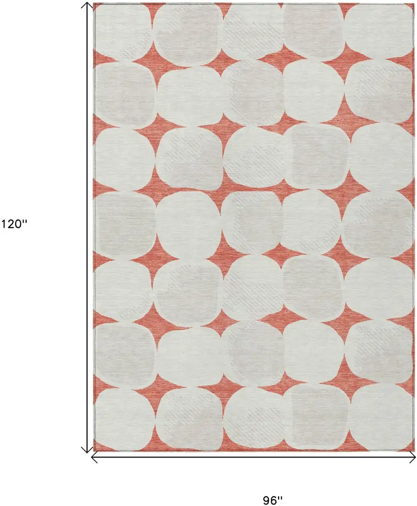 Salmon Beige And Ivory Abstract Washable Indoor Outdoor Area Rug Photo 3