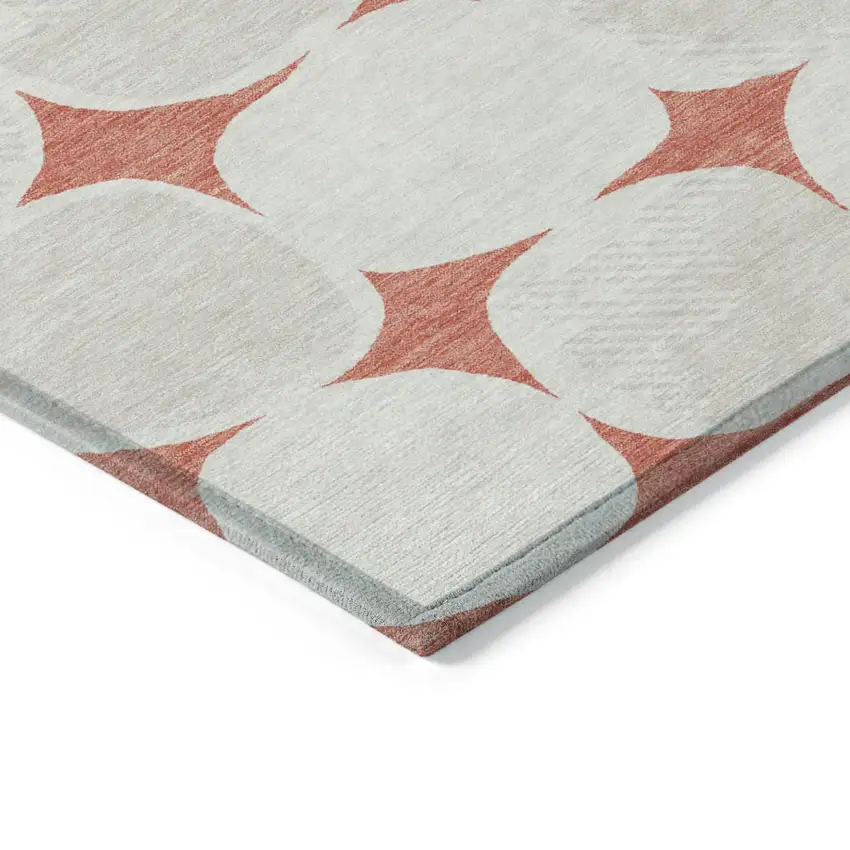 Salmon Beige And Ivory Abstract Washable Indoor Outdoor Area Rug Photo 4