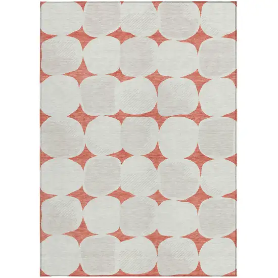 Salmon Beige And Ivory Abstract Washable Indoor Outdoor Area Rug Photo 7