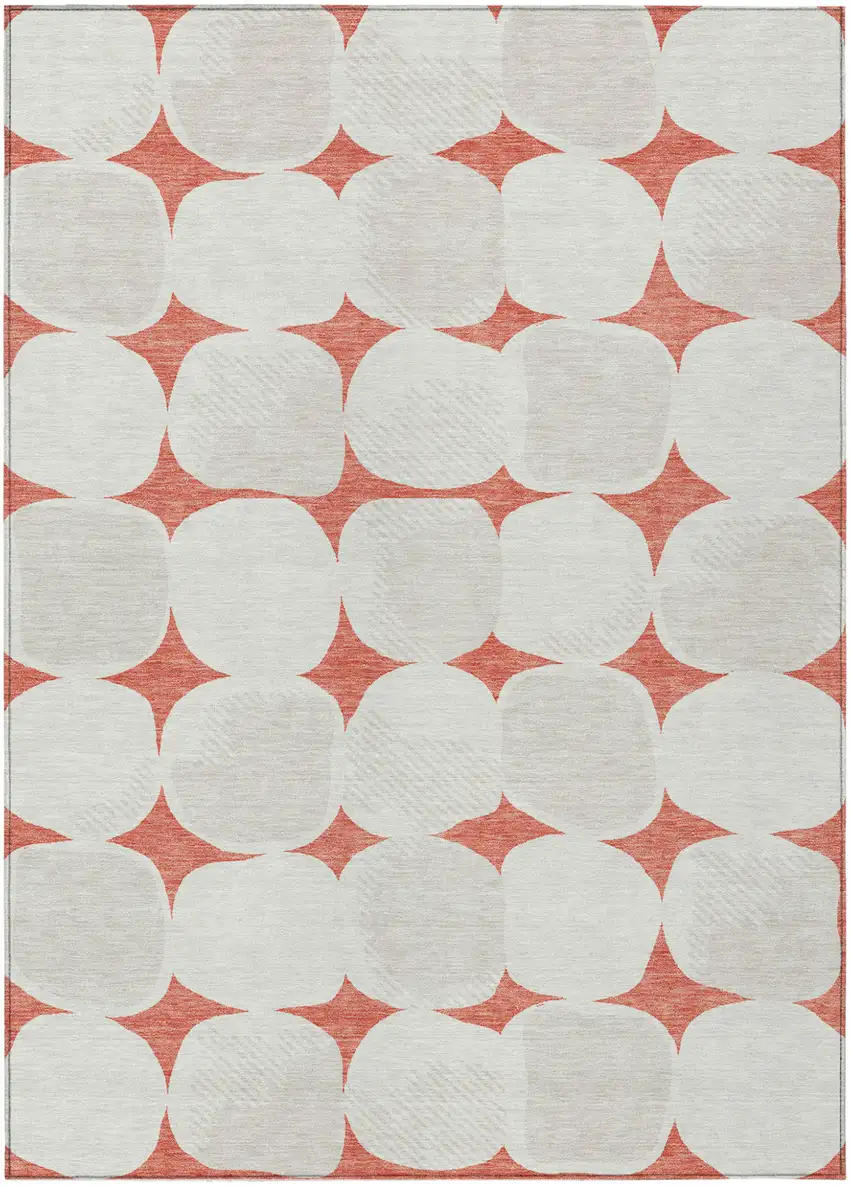 Salmon Beige And Ivory Abstract Washable Indoor Outdoor Area Rug Photo 2