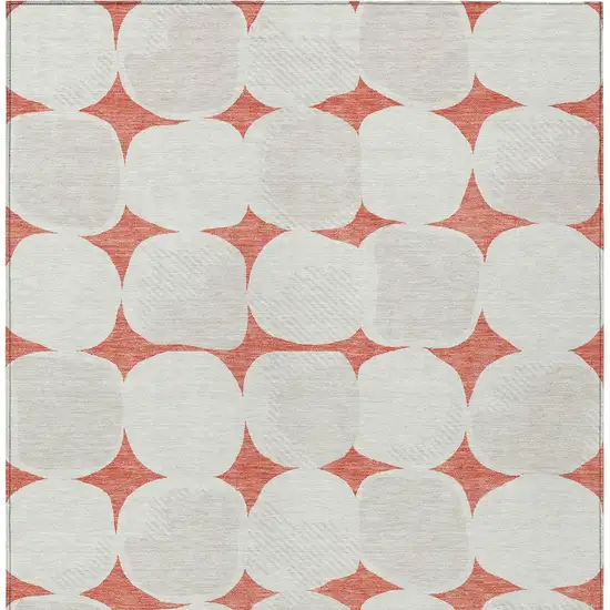 Salmon Beige And Ivory Abstract Washable Indoor Outdoor Area Rug Photo 8