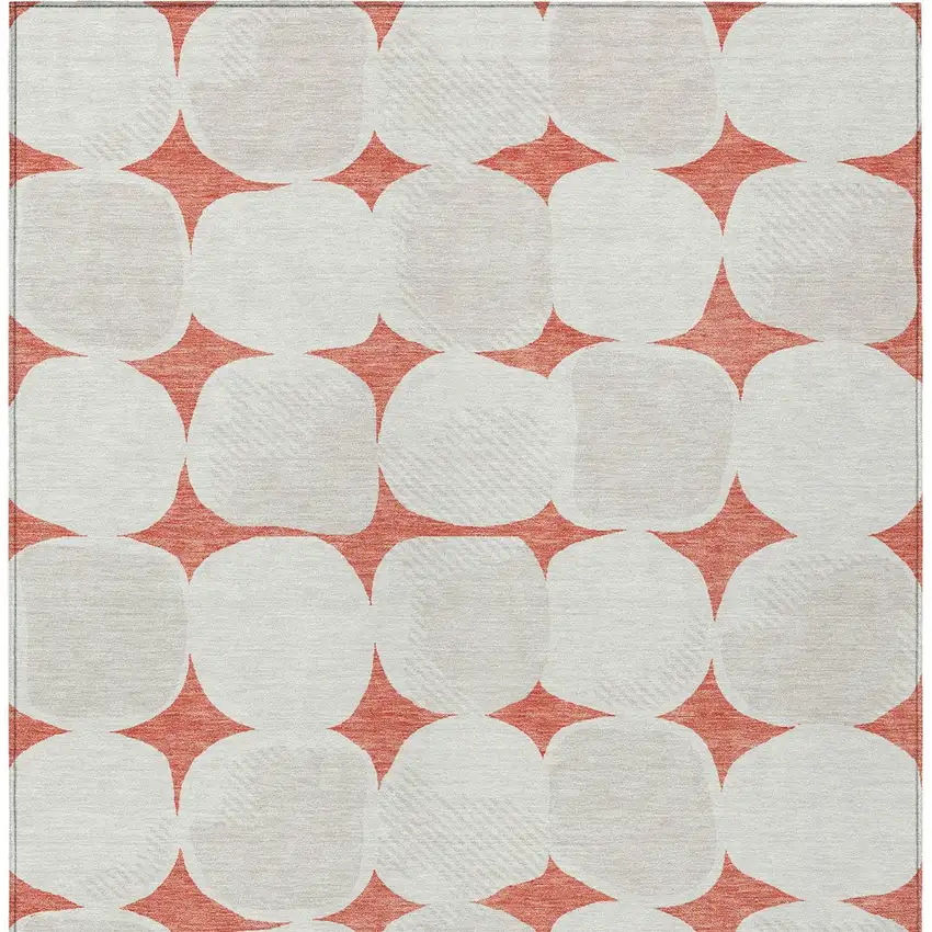 Salmon Beige And Ivory Abstract Washable Indoor Outdoor Area Rug Photo 8