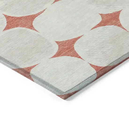 Salmon Beige And Ivory Abstract Washable Indoor Outdoor Area Rug Photo 4