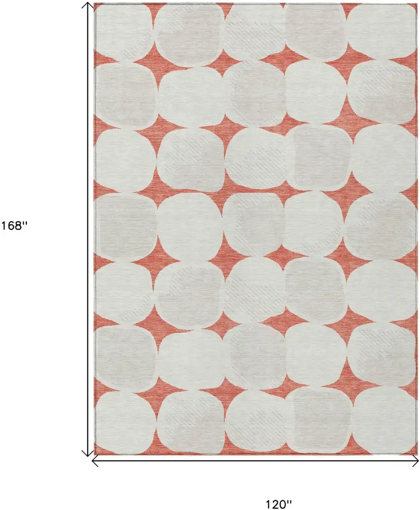 Salmon Beige And Ivory Abstract Washable Indoor Outdoor Area Rug Photo 3