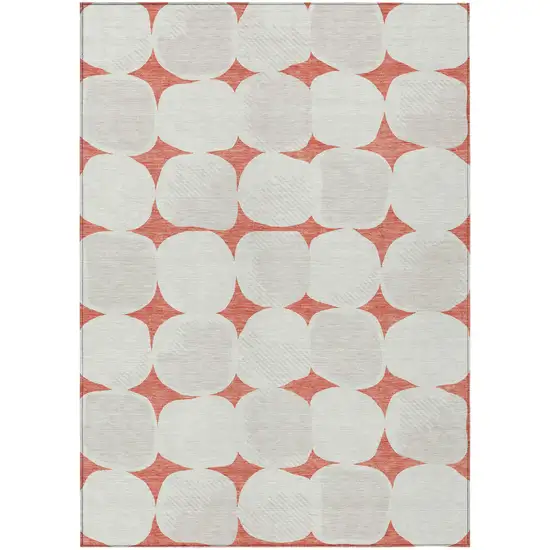 Salmon Beige And Ivory Abstract Washable Indoor Outdoor Area Rug Photo 2