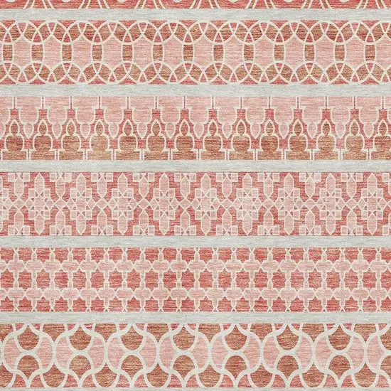 Salmon Beige And Ivory Ikat Washable Area Rug With UV Protection Photo 3