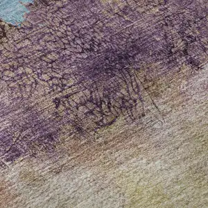 Photo of Salmon Blue And Gold Abstract Washable Area Rug With UV Protection