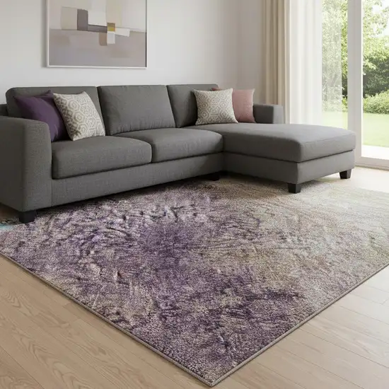 Salmon Blue And Gold Abstract Washable Area Rug With UV Protection Photo 2