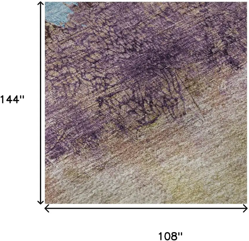 Salmon Blue And Gold Abstract Washable Area Rug With UV Protection Photo 9