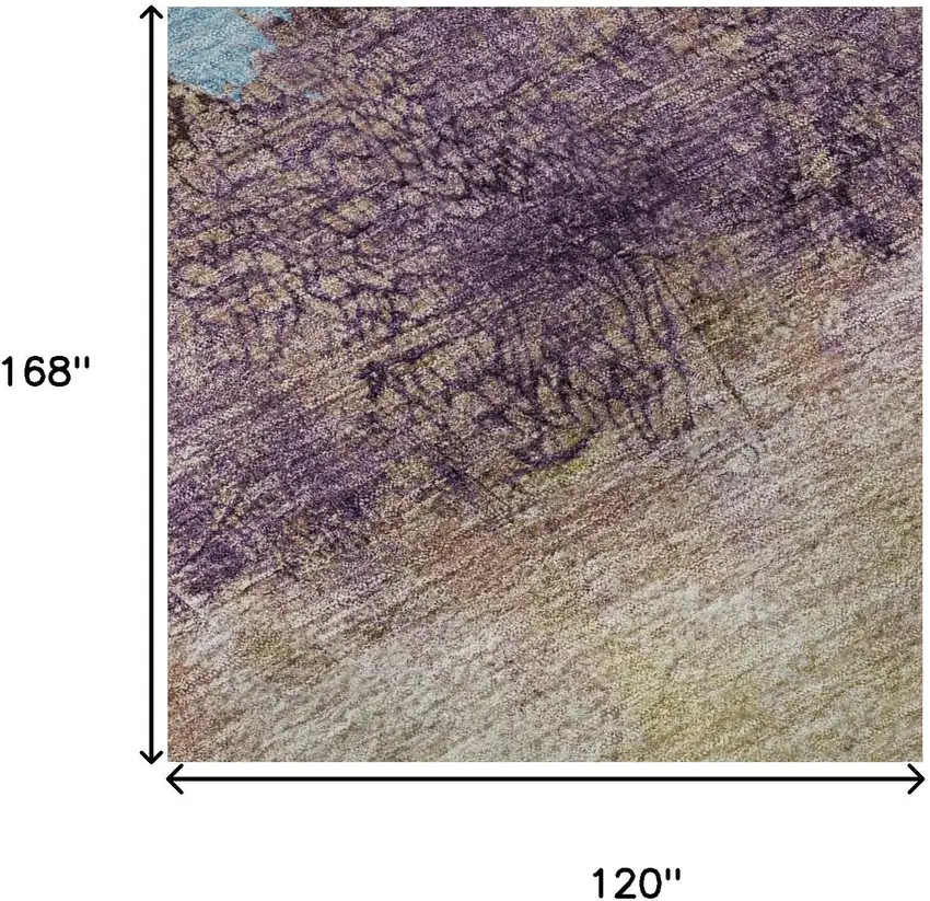 Salmon Blue And Gold Abstract Washable Area Rug With UV Protection Photo 9