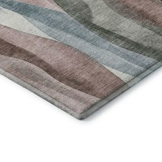 Salmon Blue And Mauve Abstract Washable Area Rug With UV Protection Photo 8