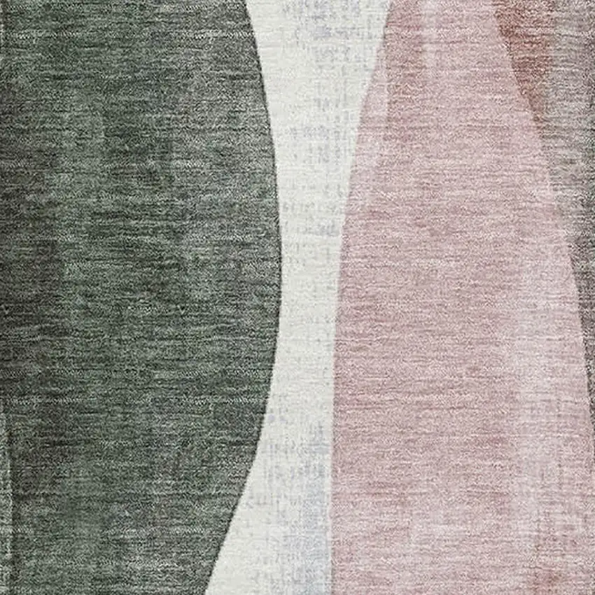 Salmon Blue And Mauve Abstract Washable Area Rug With UV Protection Photo 3