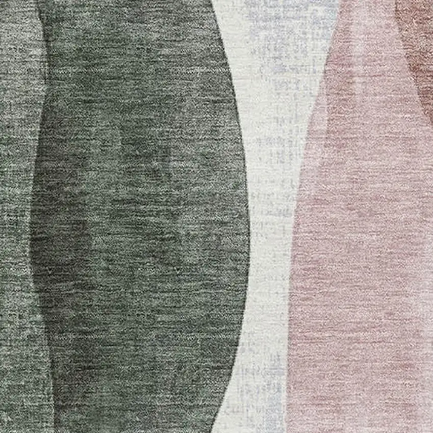 Salmon Blue And Mauve Abstract Washable Area Rug With UV Protection Photo 3