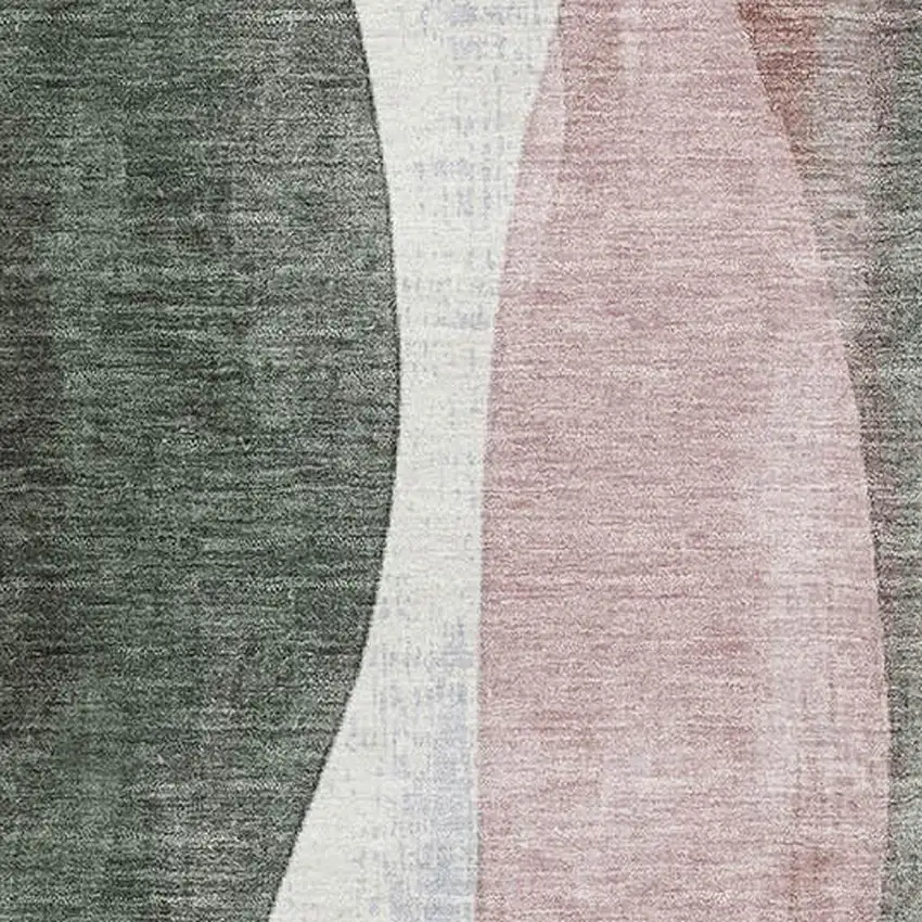 Salmon Blue And Mauve Abstract Washable Area Rug With UV Protection Photo 3