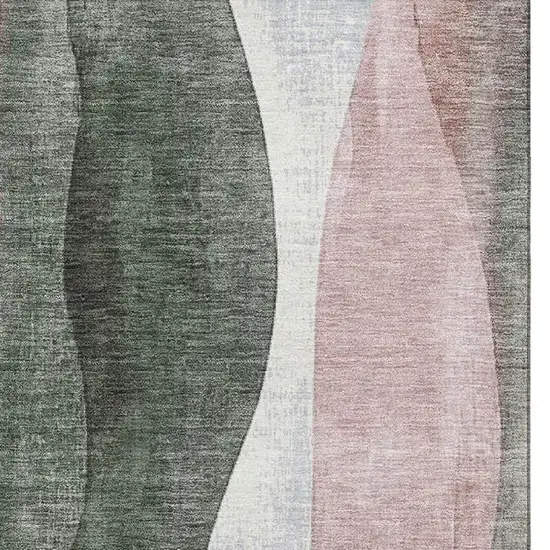 Salmon Blue And Mauve Abstract Washable Area Rug With UV Protection Photo 4