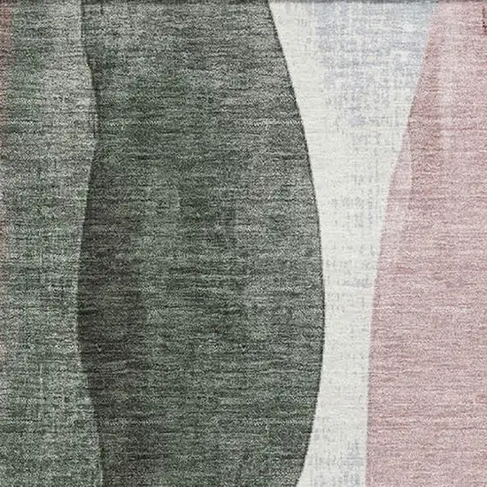 Salmon Blue And Mauve Abstract Washable Area Rug With UV Protection Photo 3