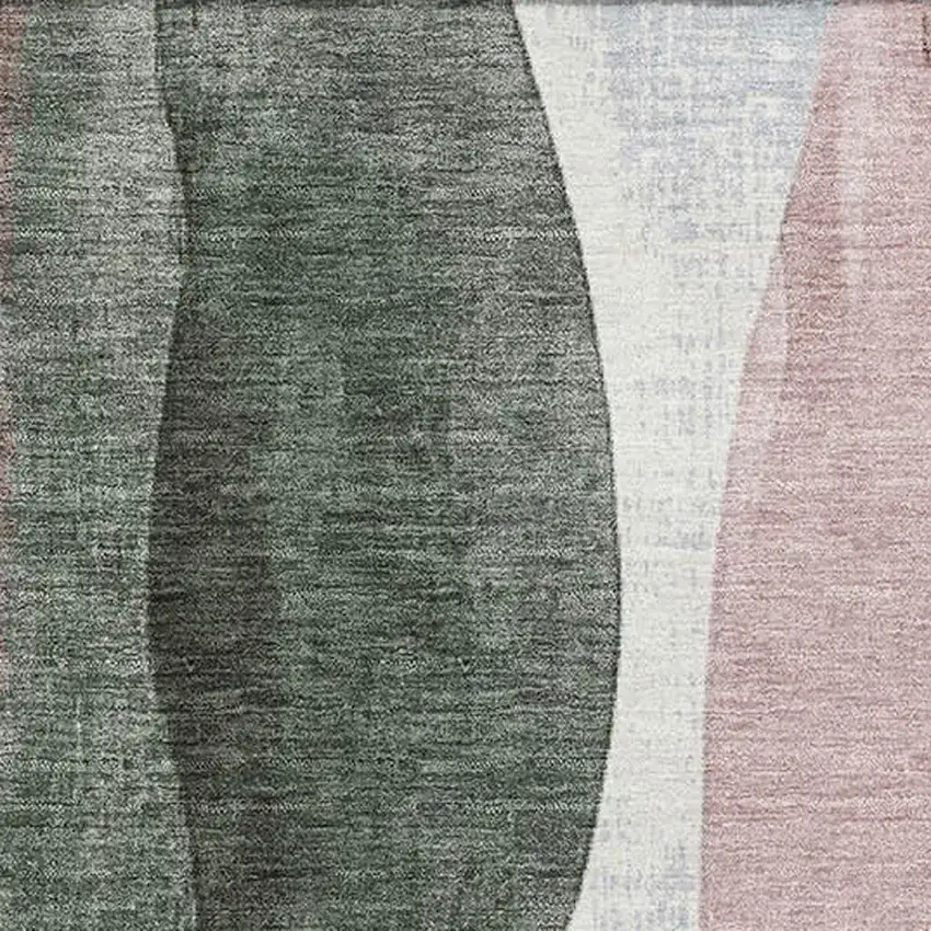 Salmon Blue And Mauve Abstract Washable Area Rug With UV Protection Photo 3