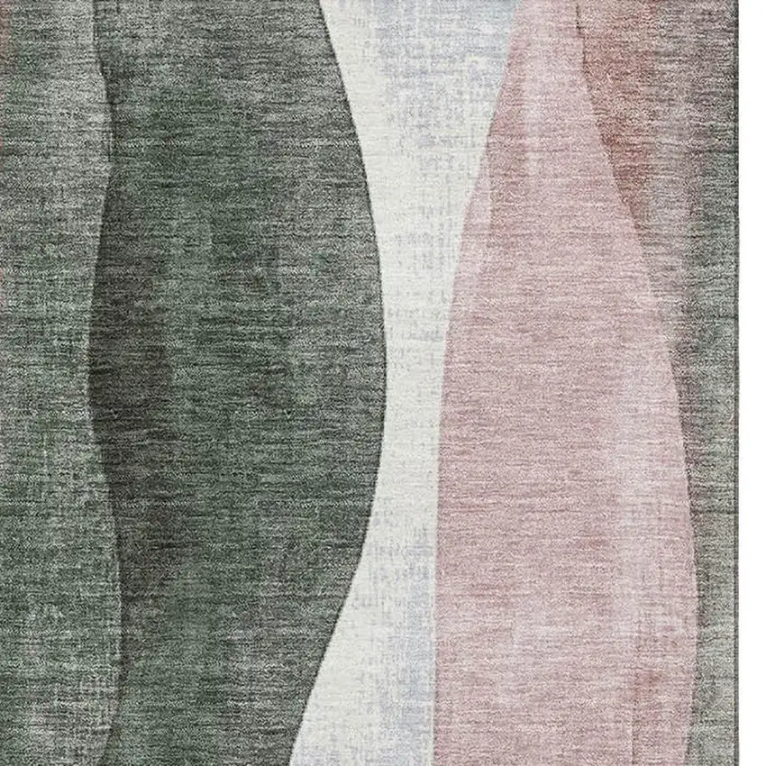 Salmon Blue And Mauve Abstract Washable Area Rug With UV Protection Photo 4