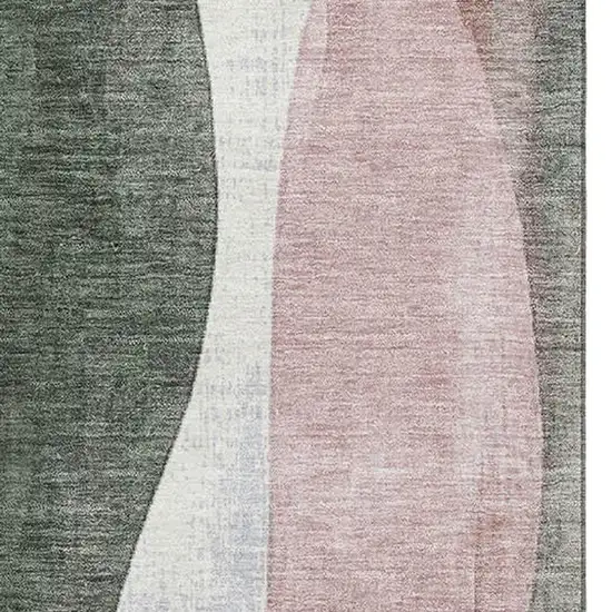 Salmon Blue And Mauve Abstract Washable Area Rug With UV Protection Photo 3