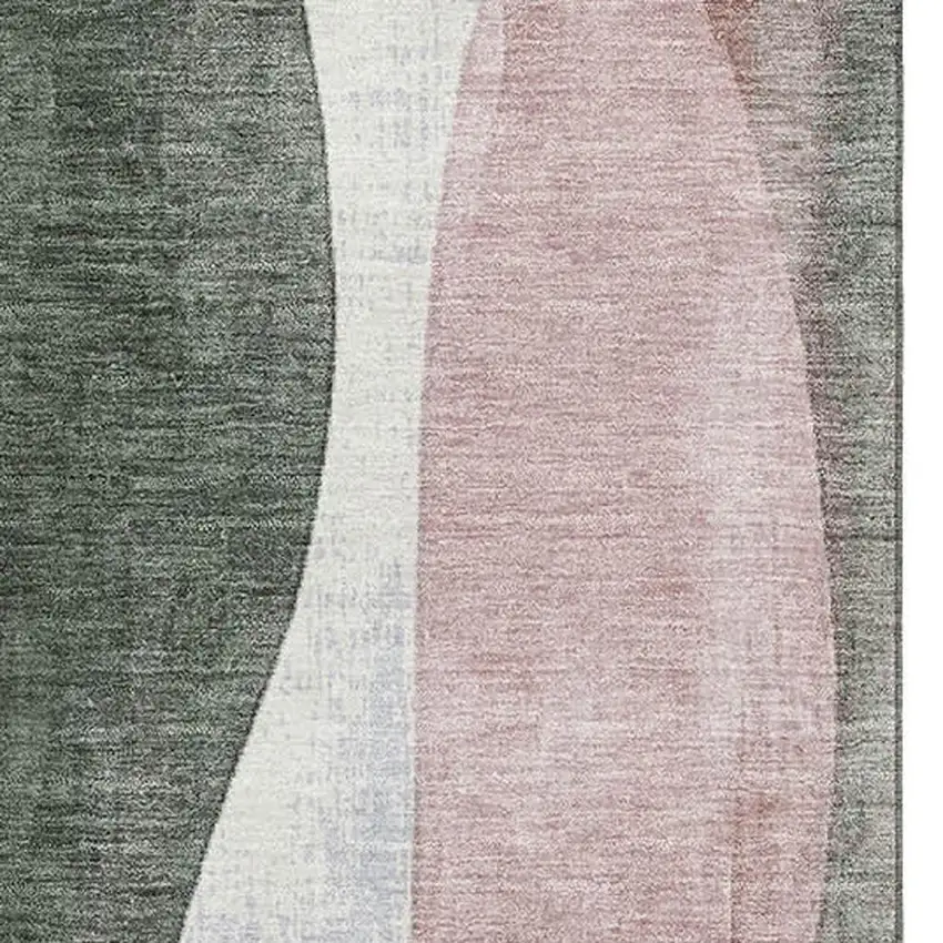 Salmon Blue And Mauve Abstract Washable Area Rug With UV Protection Photo 3