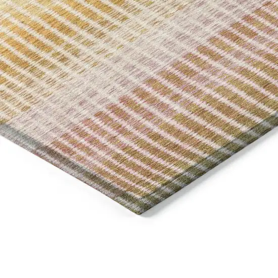 Salmon Blue And Peach Striped Washable Indoor Outdoor Area Rug Photo 6