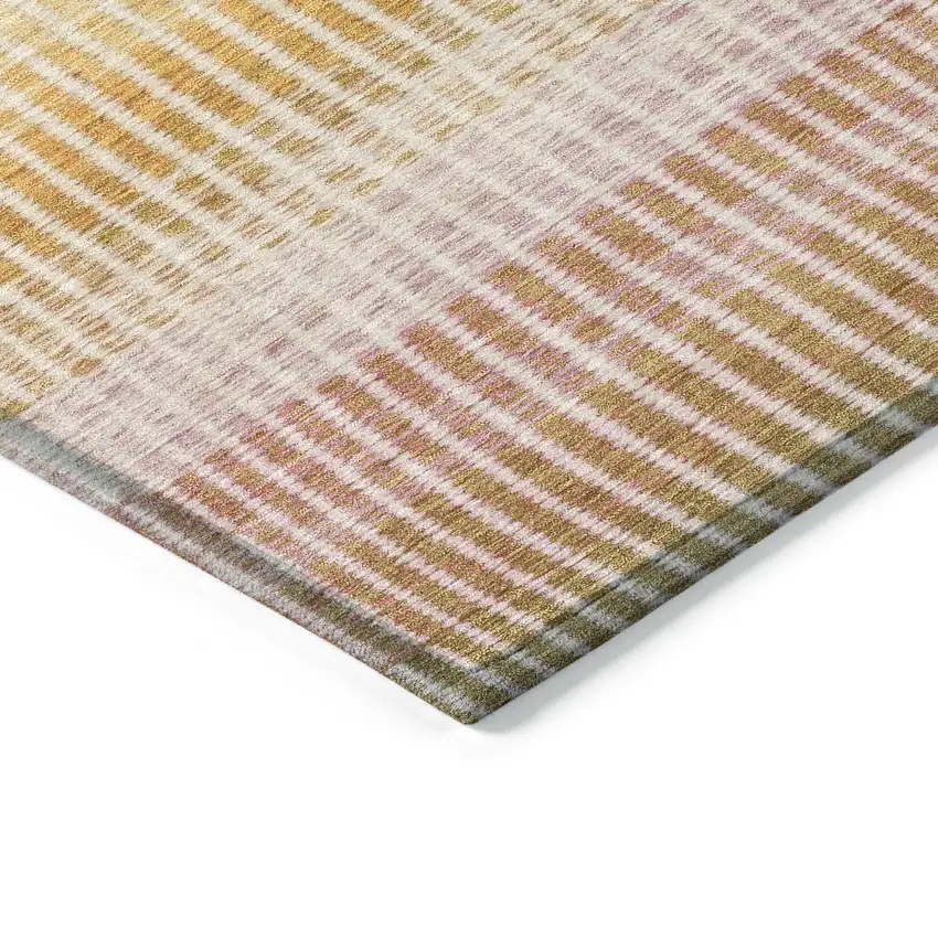 Salmon Blue And Peach Striped Washable Indoor Outdoor Area Rug Photo 6