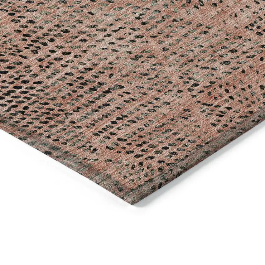 Salmon Charcoal And Beige Geometric Washable Indoor Outdoor Area Rug Photo 5