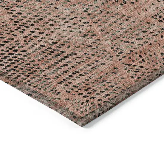 Salmon Charcoal And Beige Geometric Washable Indoor Outdoor Area Rug Photo 5