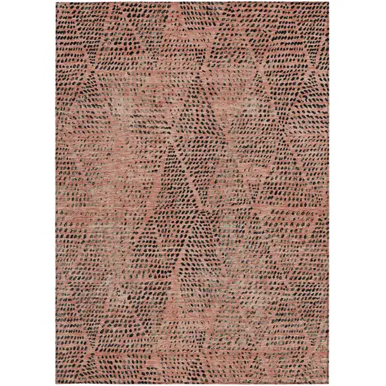 Salmon Charcoal And Beige Geometric Washable Indoor Outdoor Area Rug Photo 6