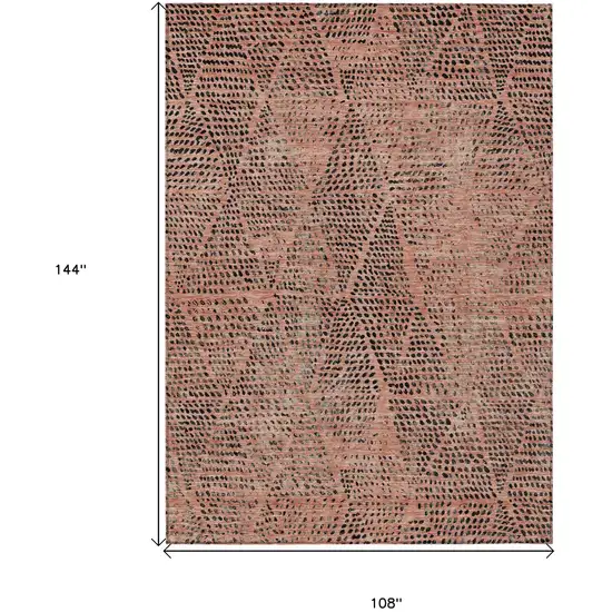 Salmon Charcoal And Beige Geometric Washable Indoor Outdoor Area Rug Photo 3